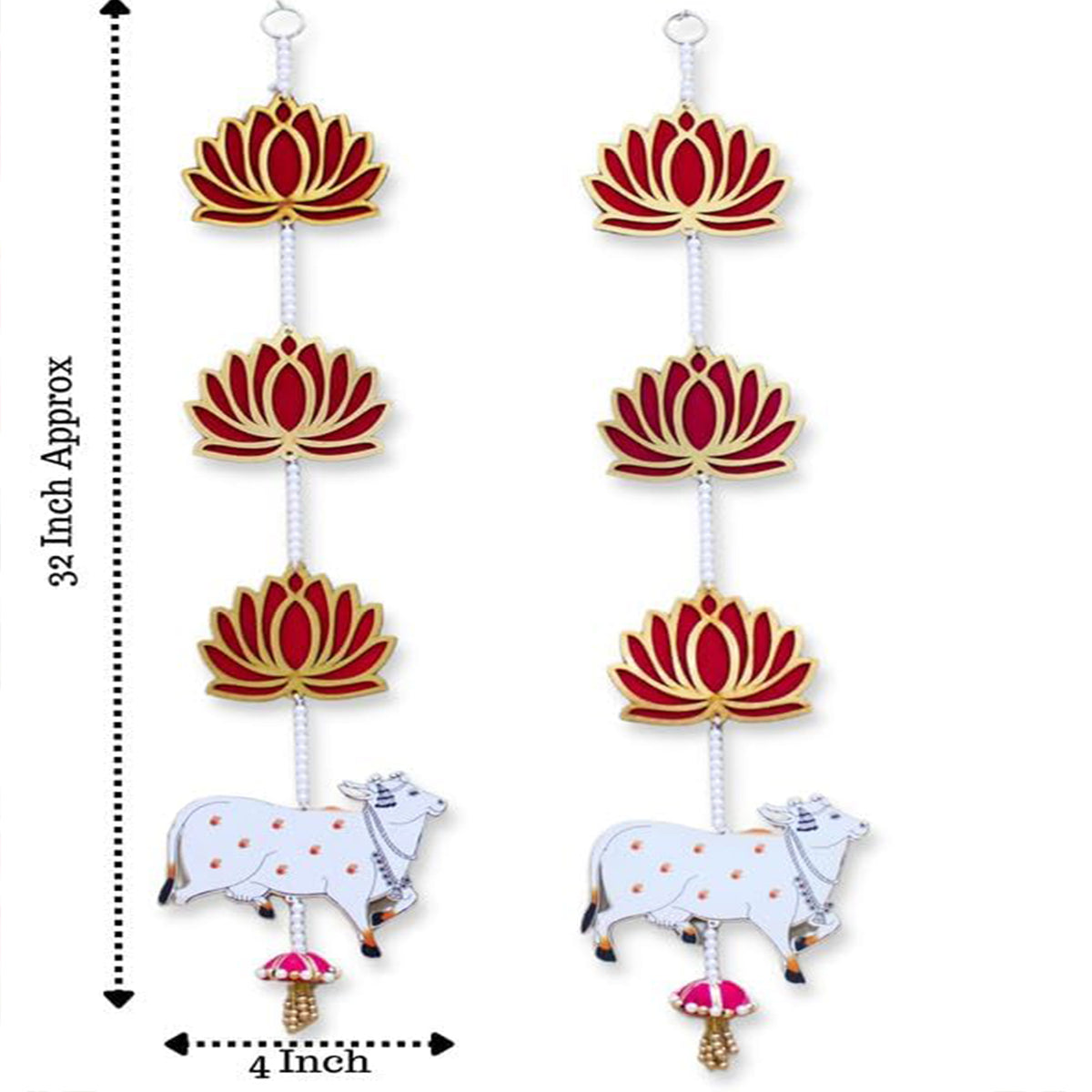 Lotus & Cow Door Side Hangings Pair For Decoration