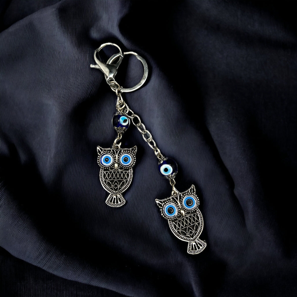 Beautiful Owl Design Evil Eye Keychain For Home, Office, Car, Bike.