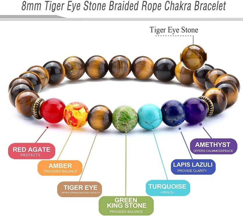 7 Chakra Bracelet and Tiger Eye Stone Beads, Semi Precious Gemstone Beads Healing Bracelets for Men And Women.