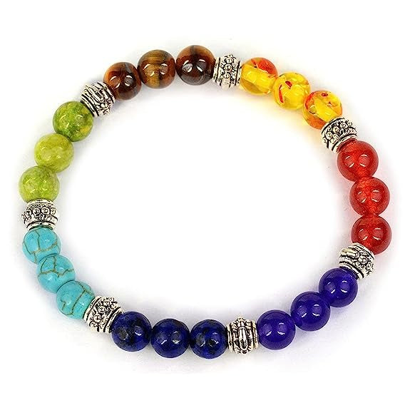 7 Chakra Bracelet, Lava Bracelet, Onyx Bracelet, Semi Precious Natural Gemstone Beads Healing Bracelets for Men And Women.