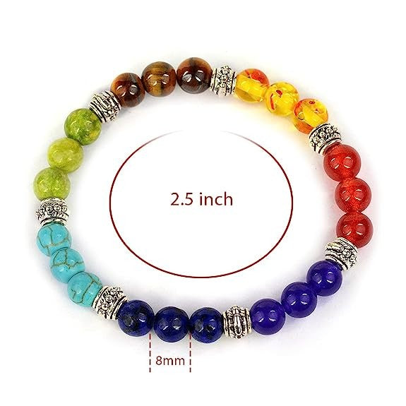 7 Chakra Bracelet, Lava Bracelet, Onyx Bracelet, Semi Precious Natural Gemstone Beads Healing Bracelets for Men And Women.