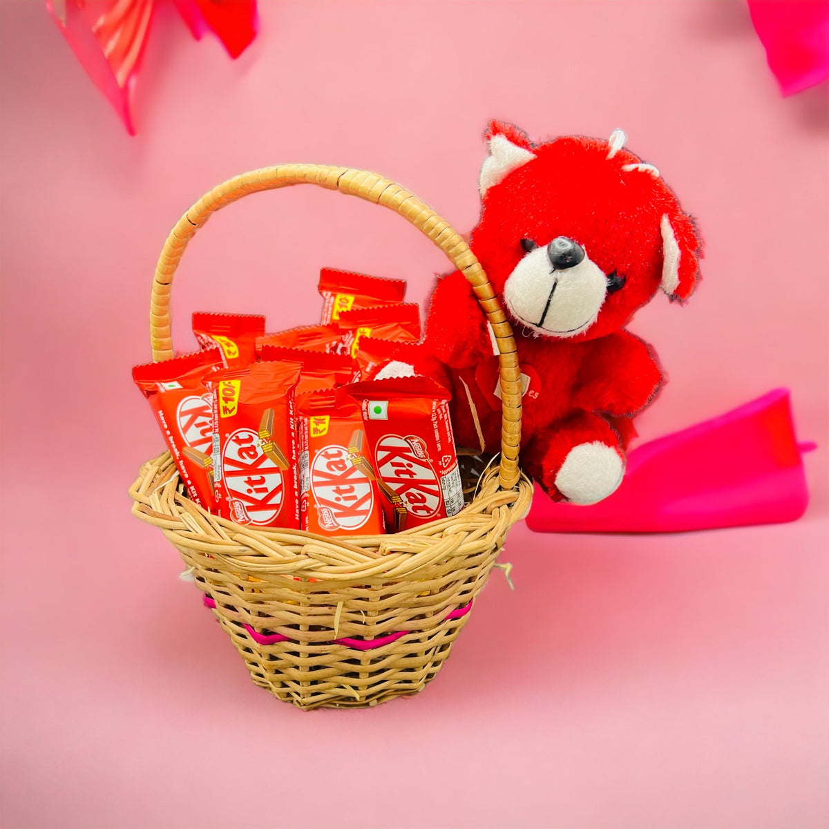 Cute Teddy Bear And Kitkat Chocolates Gift Hampers For Special Someone.