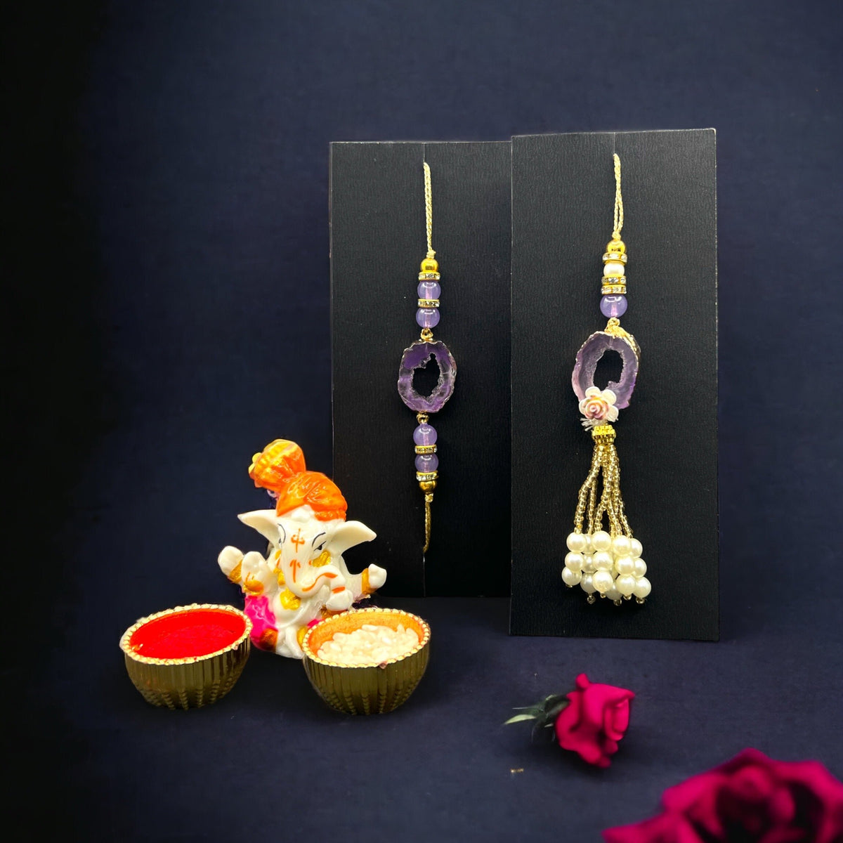 "Cherished Moments: Bhaiya Bhabhi Rakhi Set"