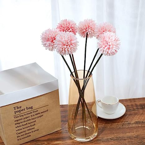 Artificial Chrysanthemum Ball Hydrangea Flower Stick for Home, Office, Bedroom, Balcony, Living Room Decoration.